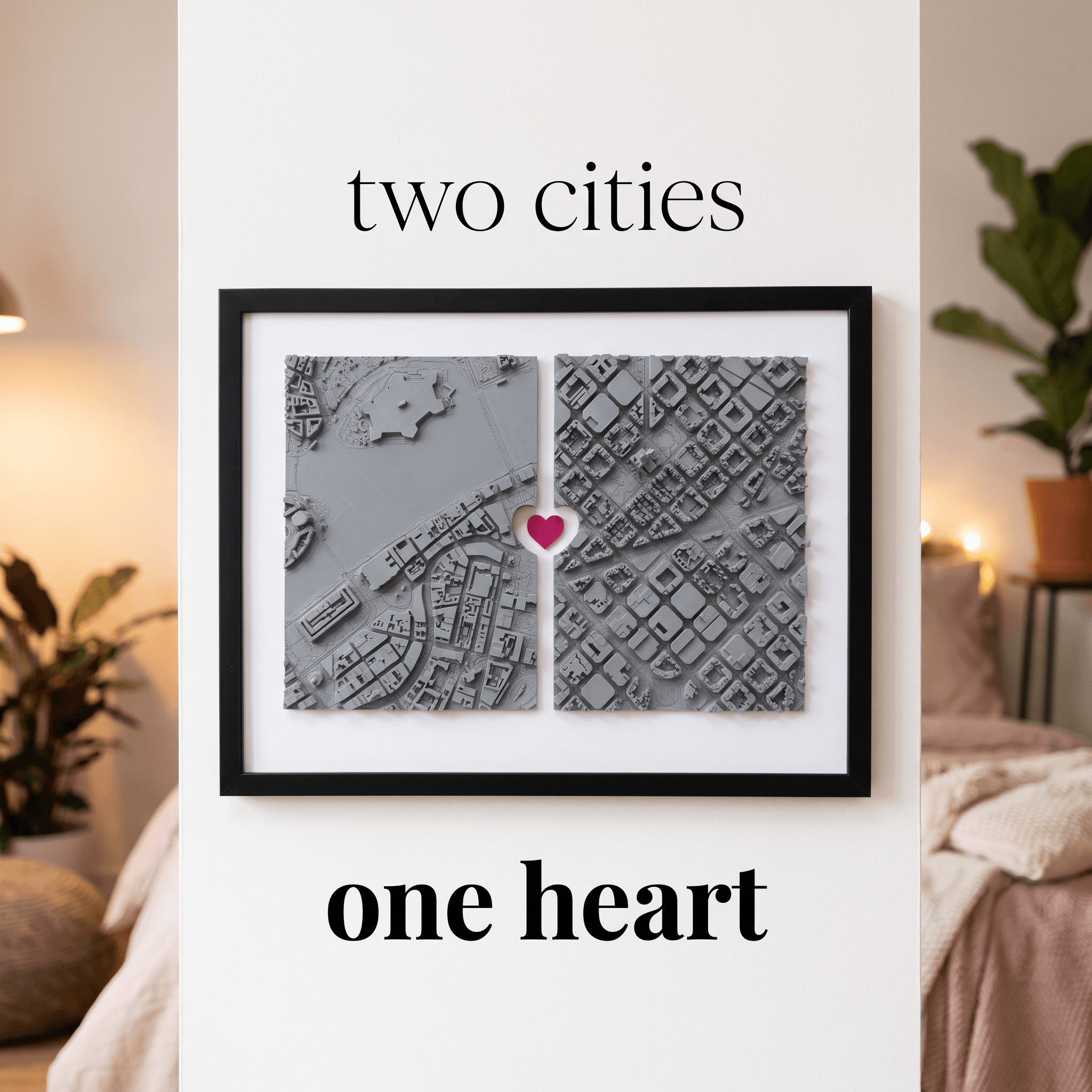 Two Cities Map Art