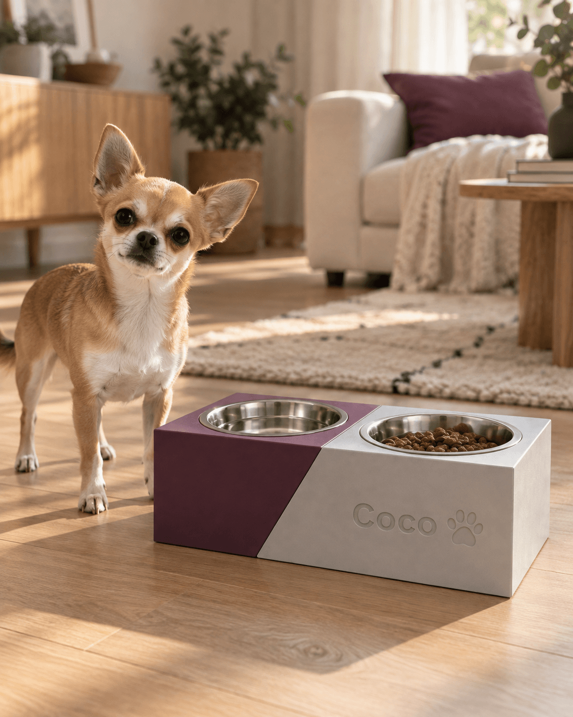 Personalized Dog Bowl - Diagonal Double