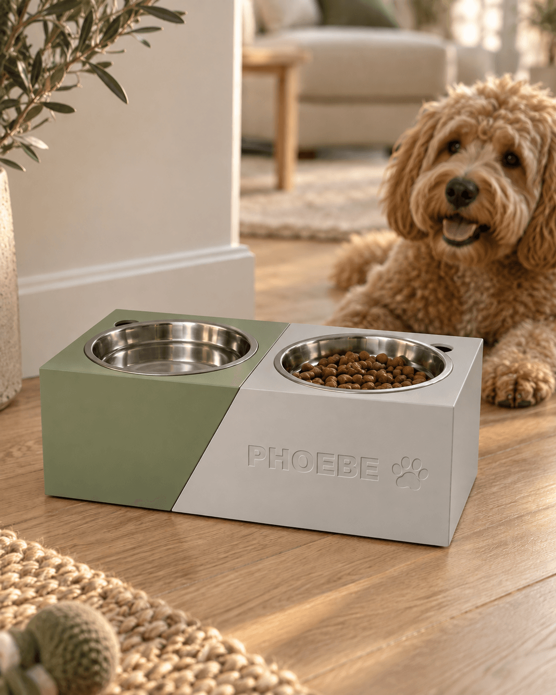 Personalized Dog Bowl - Diagonal Double