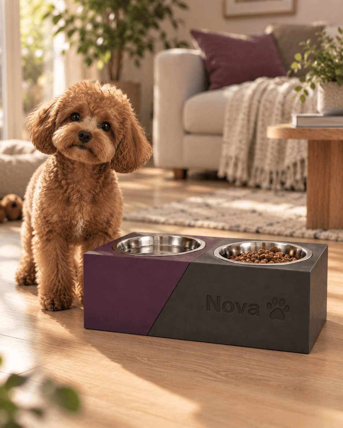 Personalized Dog Bowl - Diagonal Double