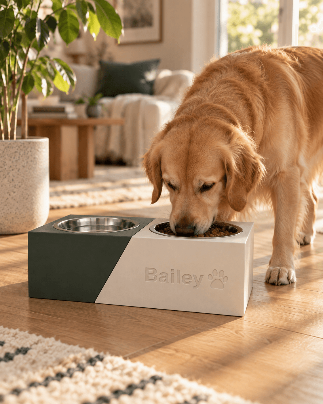 Diagonal Double Dog Bowl Stand — STL File