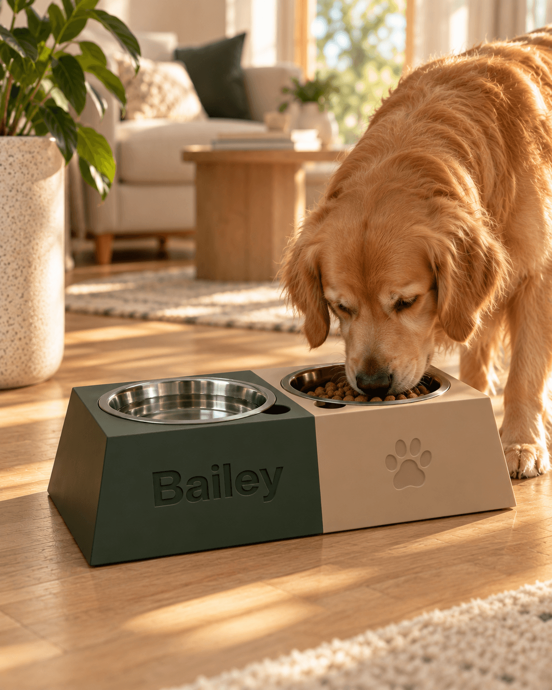 Pyramid Double Dog Bowl Stand — STL File