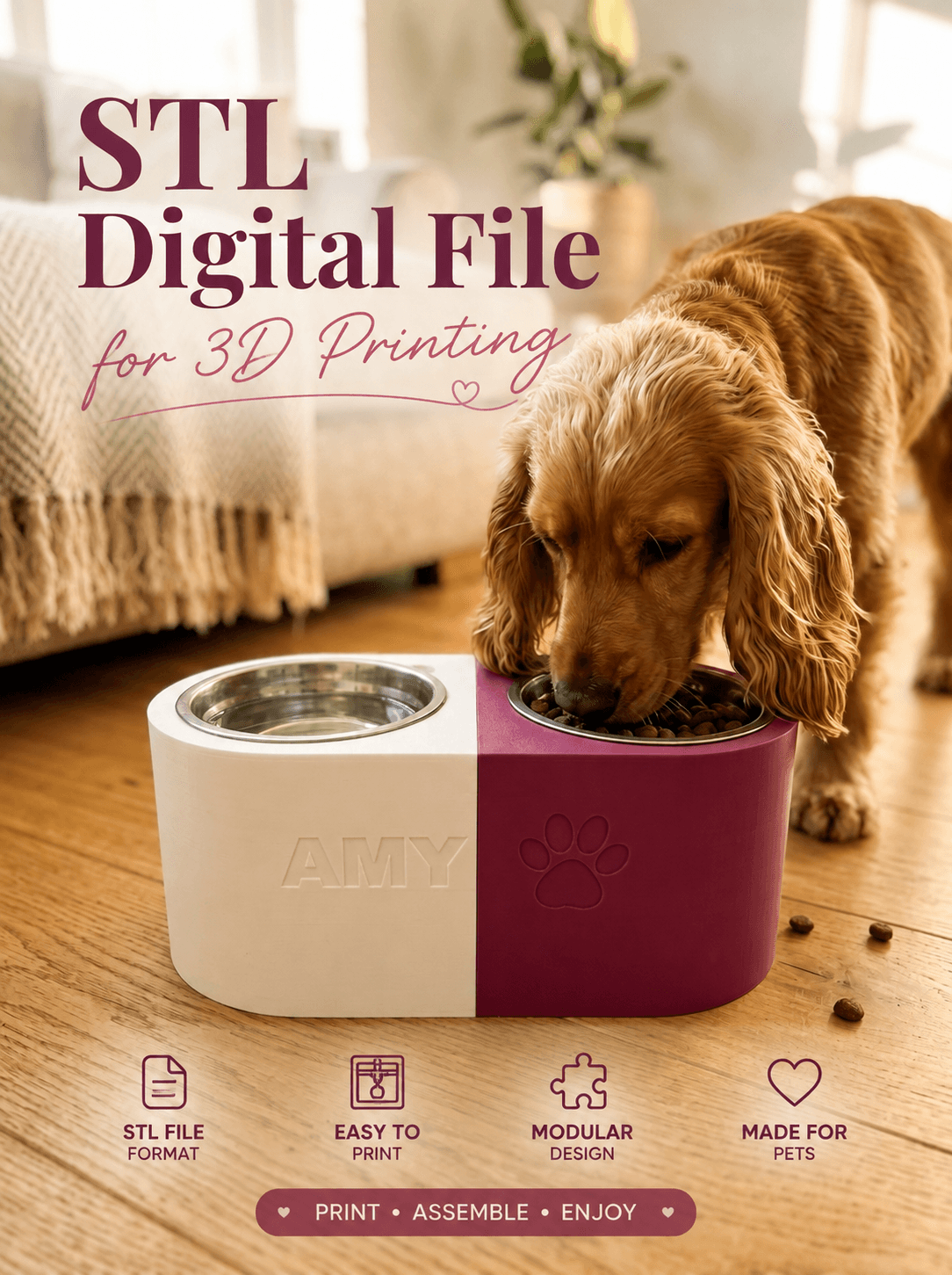 Double Dog Bowl Stand — STL File